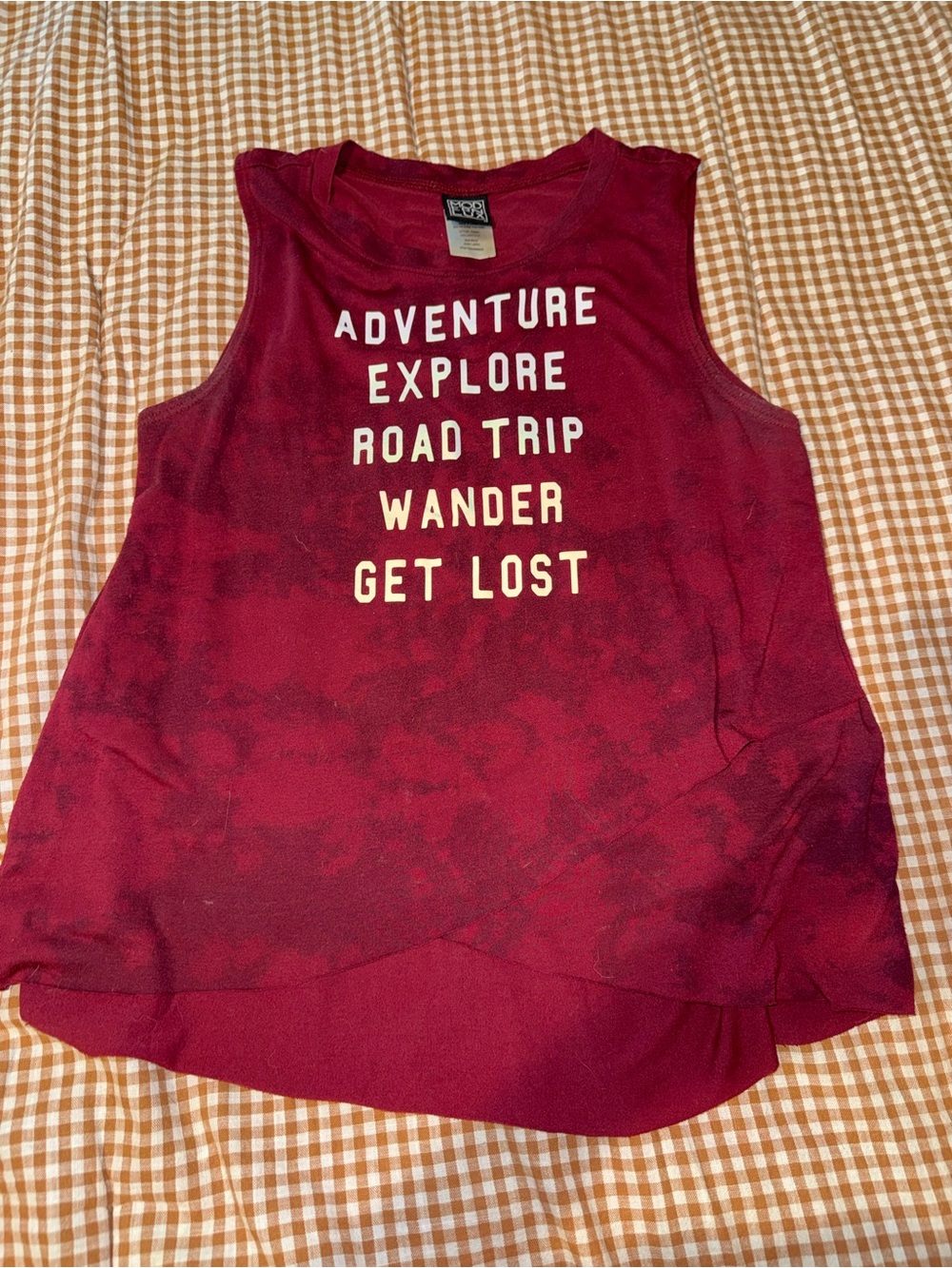 Modern Lux Maroon Graphic Tank Top with White Text